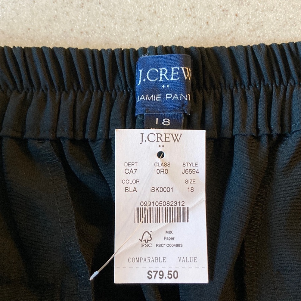 J. Crew NWT Classic Black Cropped Pants Women Size 18 Jamie Pant - Picture 4 of 12